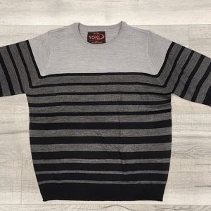 Yoki Men's Knit Sweater - Heather Grey/Black/Charcoal Colorblock - Size L